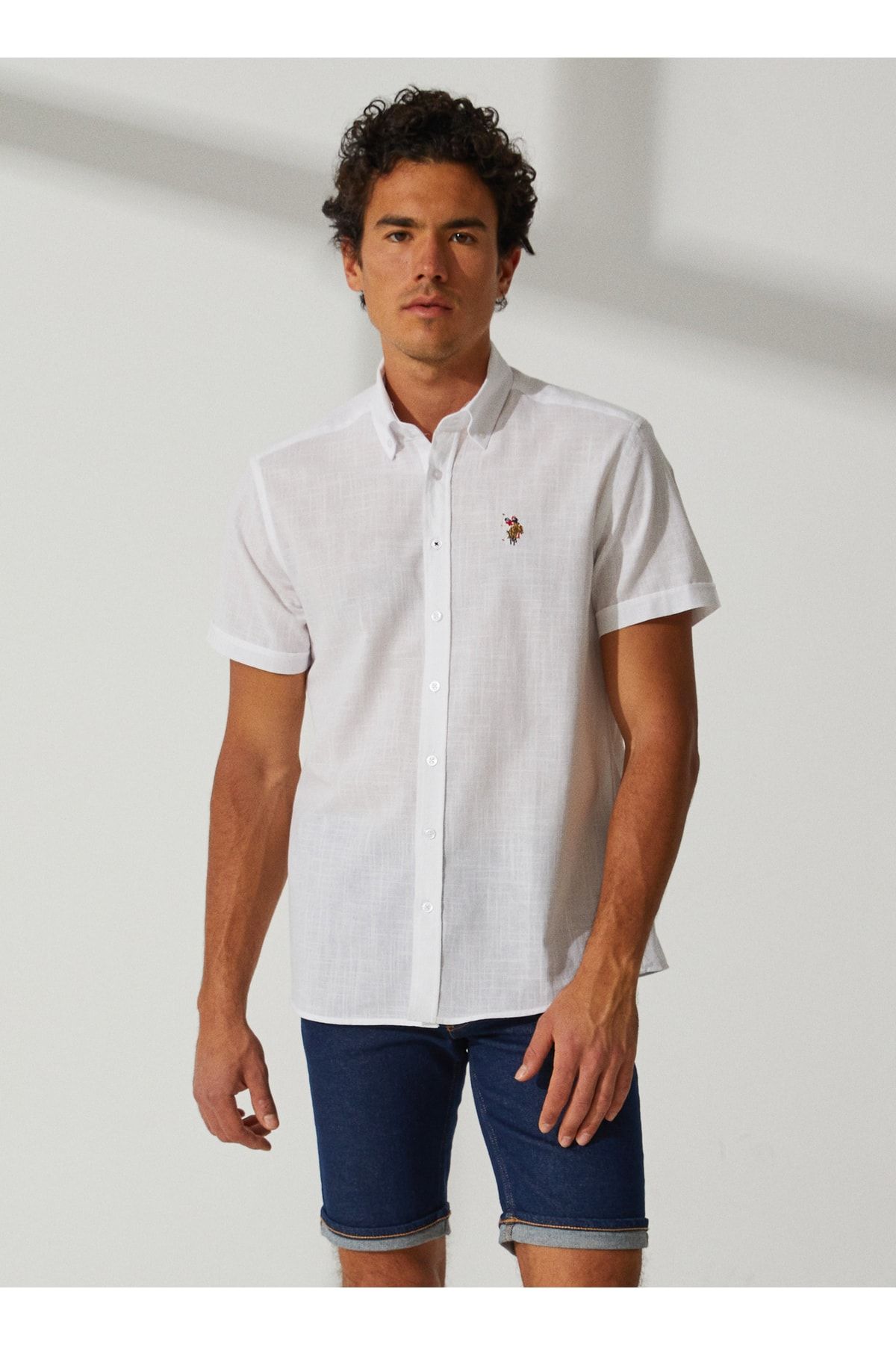 U.S. Polo Assn. White Men s Short Sleeve Shirt Elfygl023y Trendyol