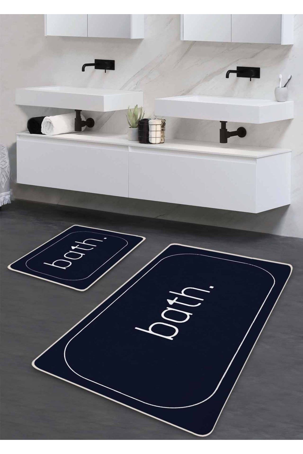Navy blue bath mat on sale