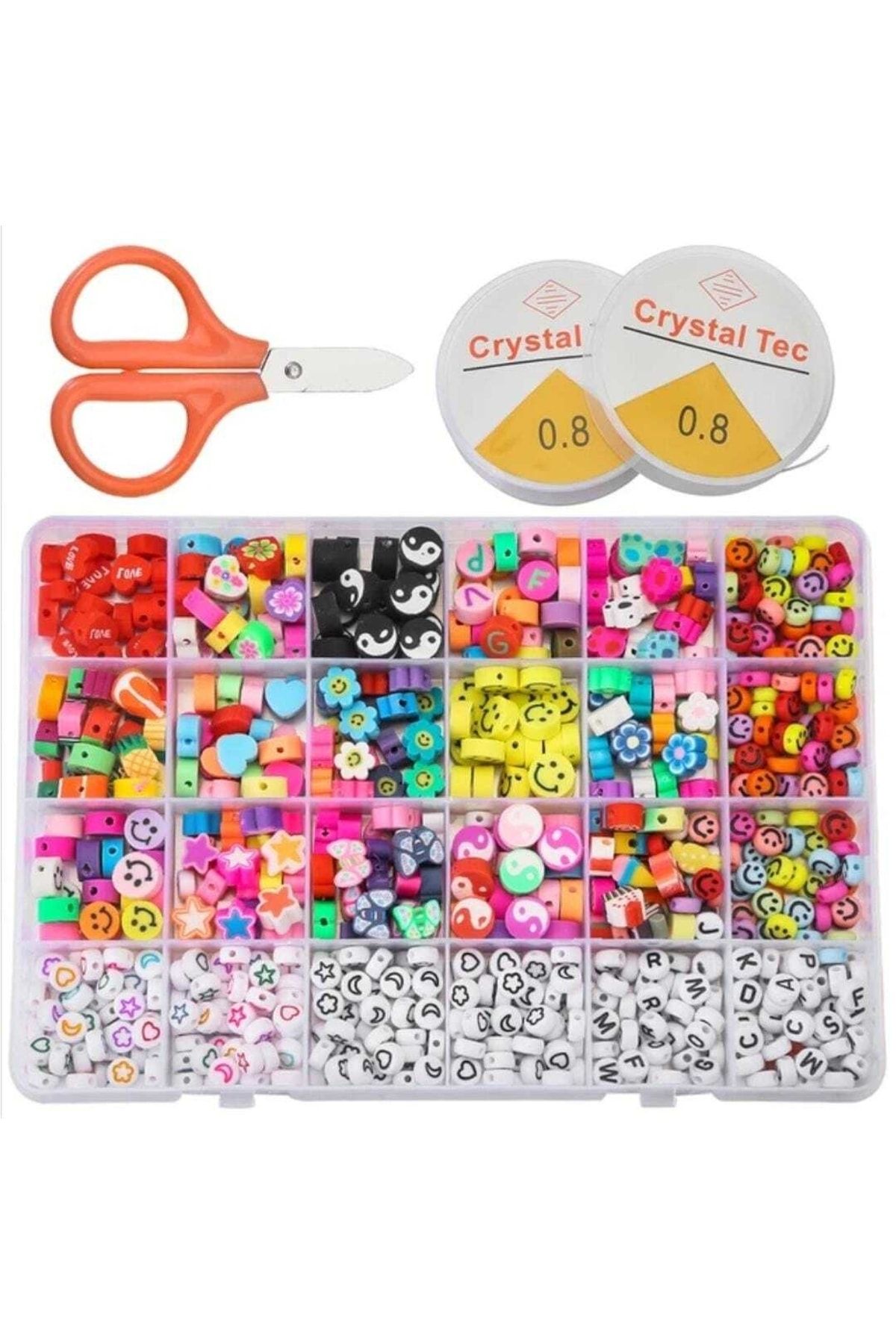 yiğit aksesuar-Figured and Smiley Face Beads (450 Pieces) Fimo Figure Beads (225 Pieces) Jewelry Making Set Supplies 1