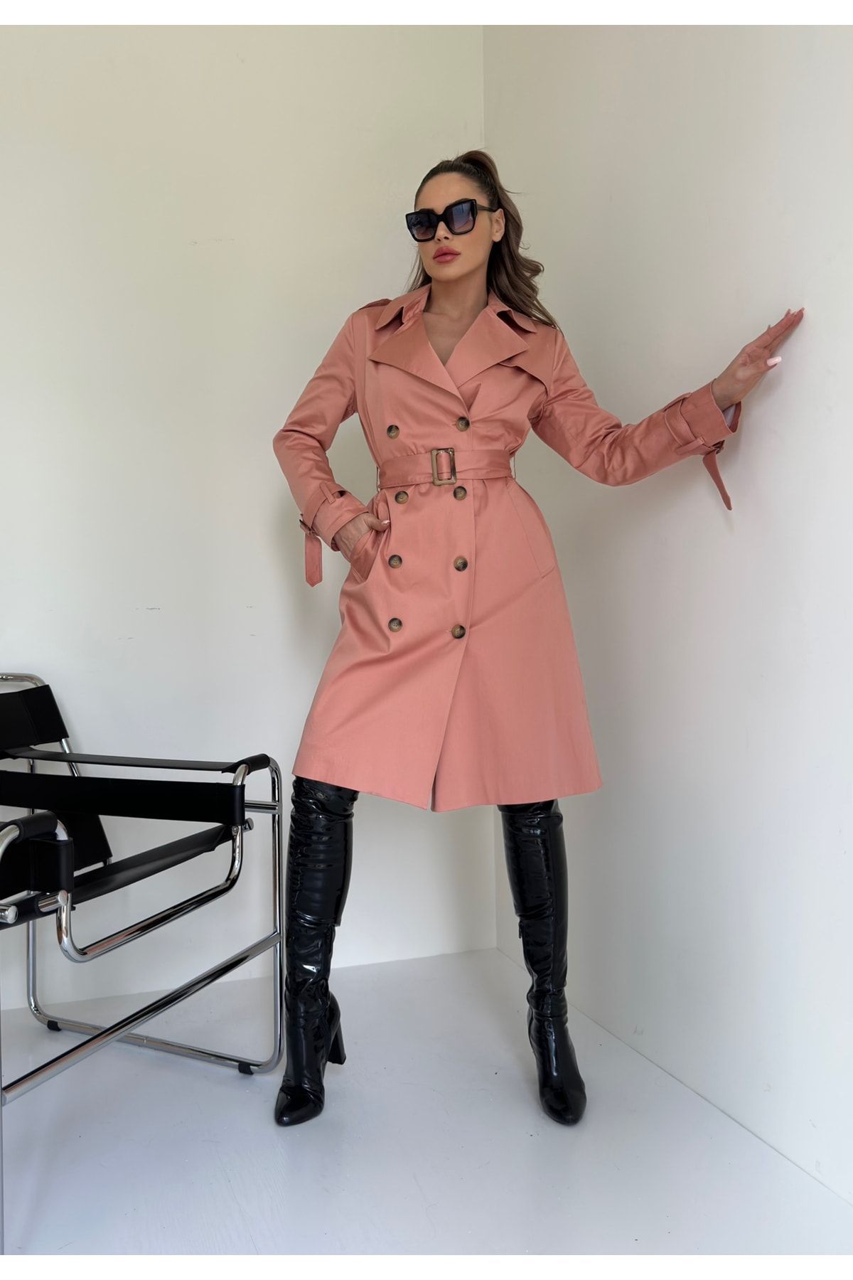 MOCCHI-Trench de damă culoare somon 4