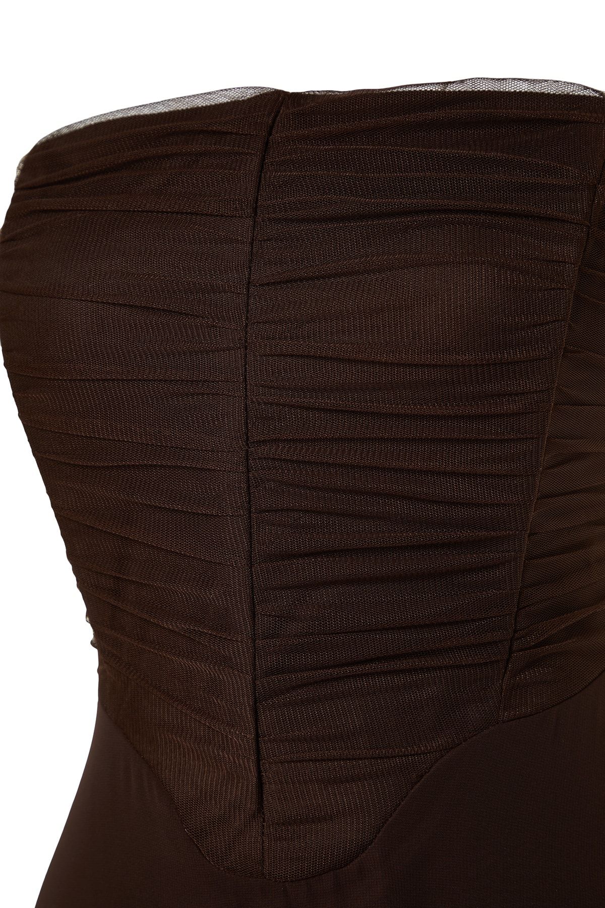 Trendyol Collection-A-Cut Dark Brown Tulle Evening Dress - TPRSS23AE00138 7