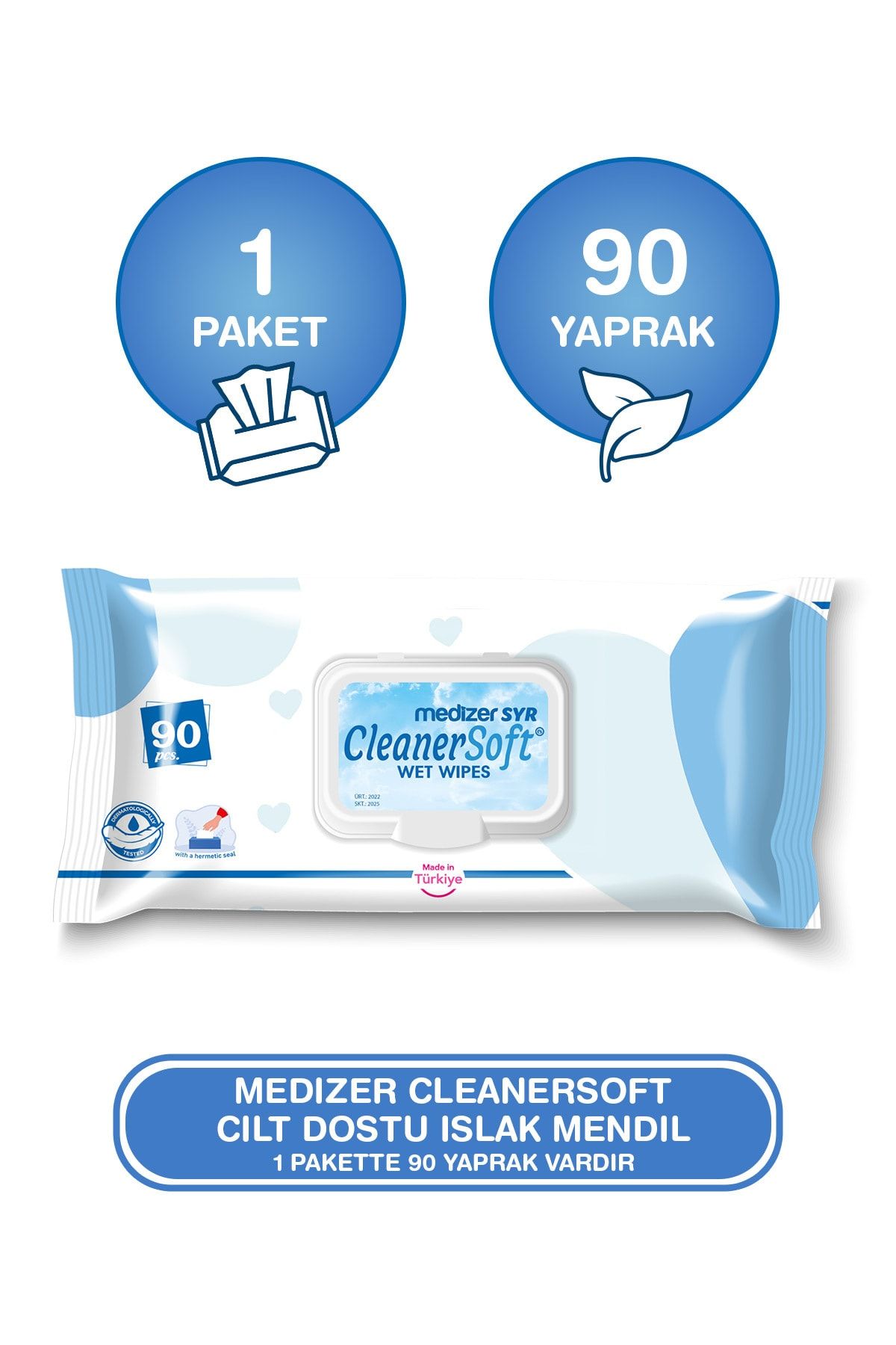 Medizer-Cleanersoft مناديل مبللة 90 ورقة منشفة مبللة مناسبة للأطفال 1