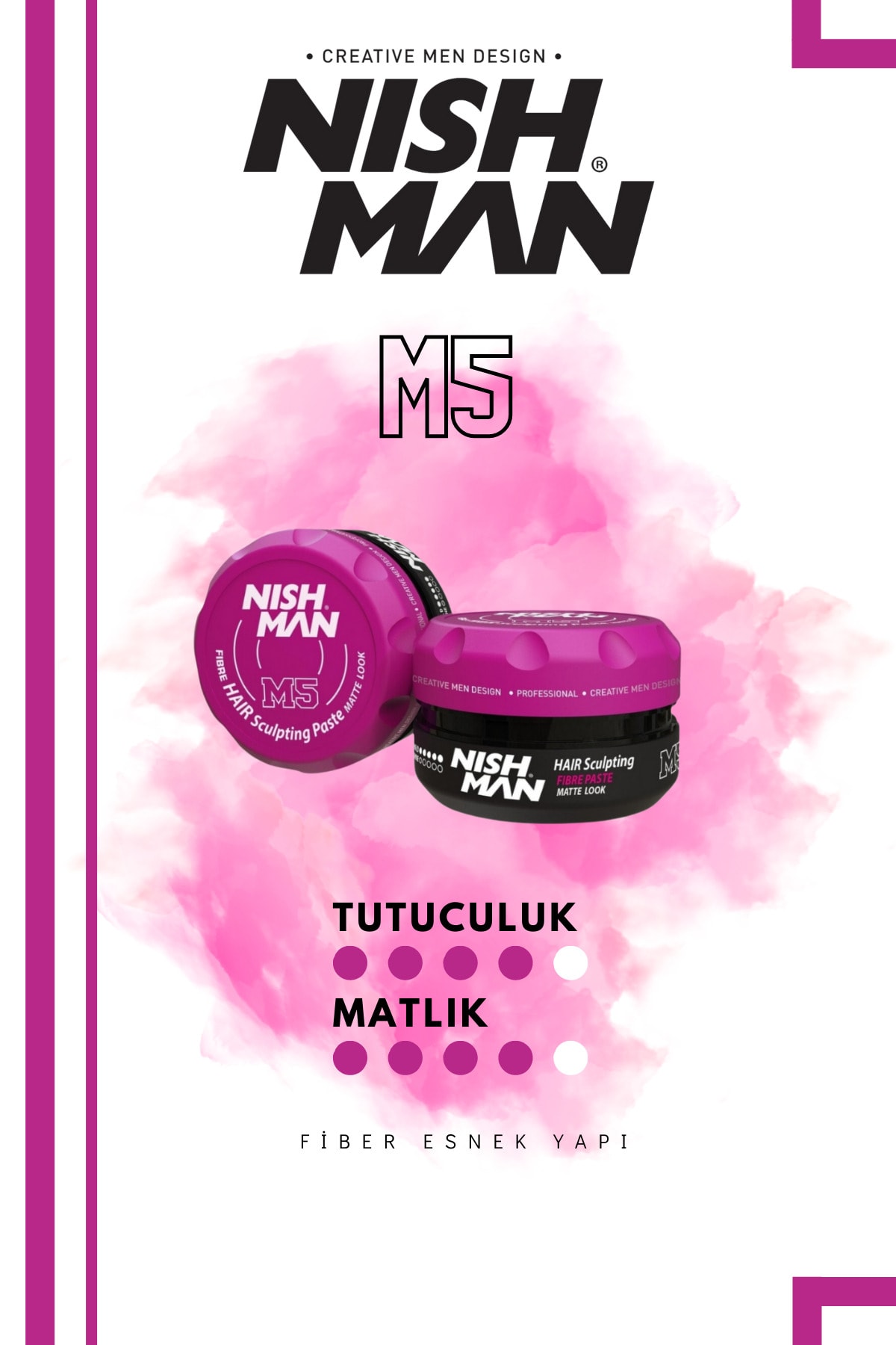 NISHMAN M5 Saç Şekillendirici Sert Mat Wax Fiber / Tüm Saç Tiplerine Yönelik 100 ml — NGMW5
