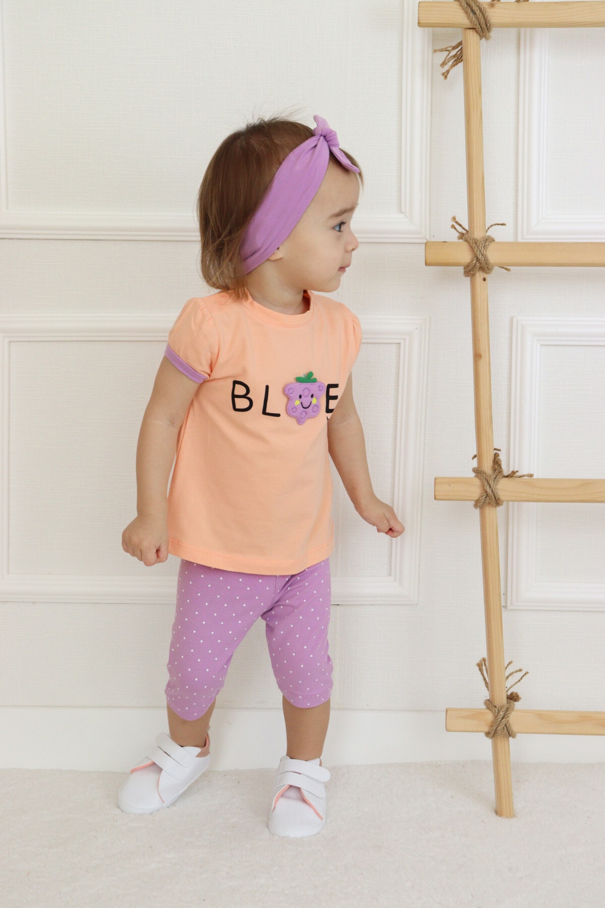 HARİKA KİDS Kız Bebek Kaprili Kısa Kollu Yazlık Basic Alt-üst Takım Bandanalı 6-9 Yaş fotoğrafı 6 (önizleme)