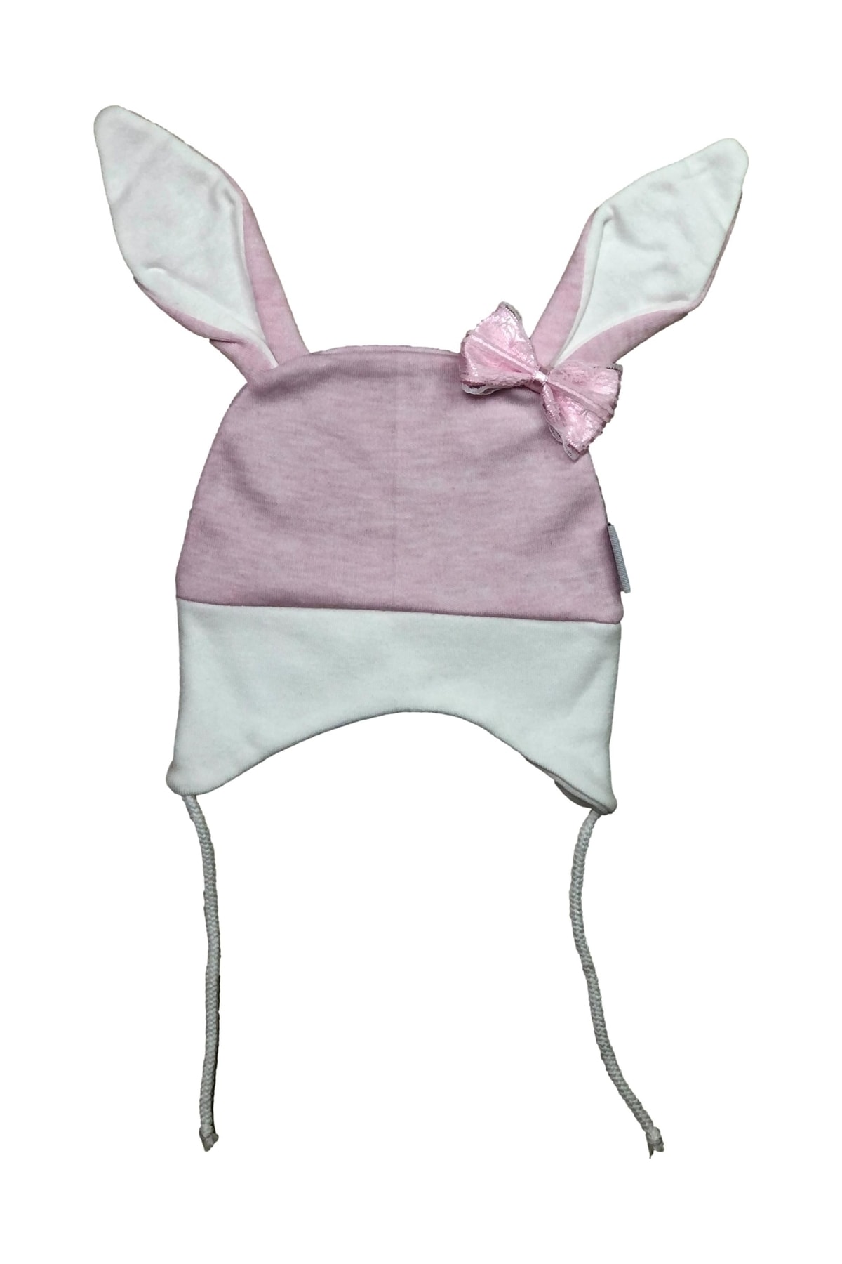 Lace-Up Baby Combed Cotton Beanie with Rabbit Ears