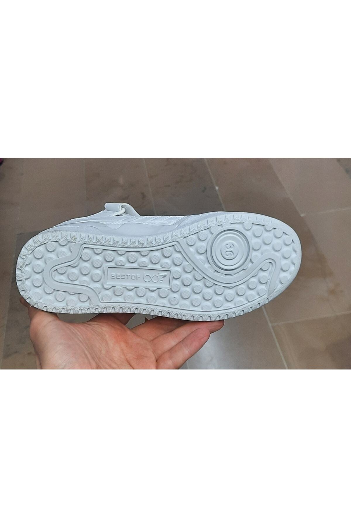 Bestoff Unisex Memory Foam Taban Ortopedik Konçlu Beyaz Sneaker Spor Ayakkabı görsel 7