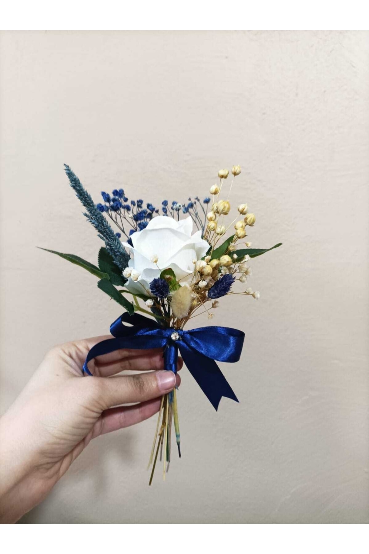 Destina Tasarım Lacivert Nişan Tepsi Çiçeği/beyaz Gül Tepsi Çiçeği