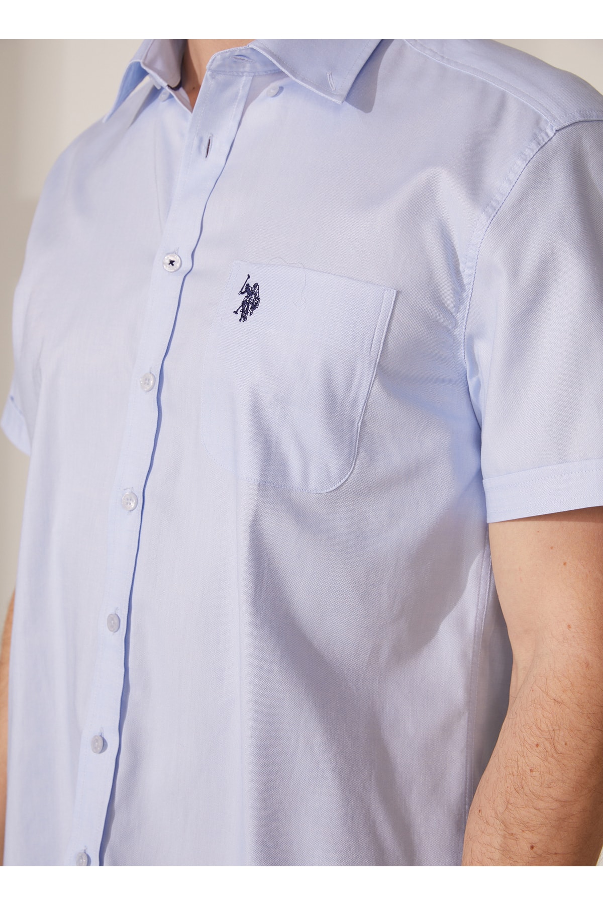 پیراهن مردانه آبی سرمه ای یو اس پولو | 5002996083 اورجینال - تصویر 4