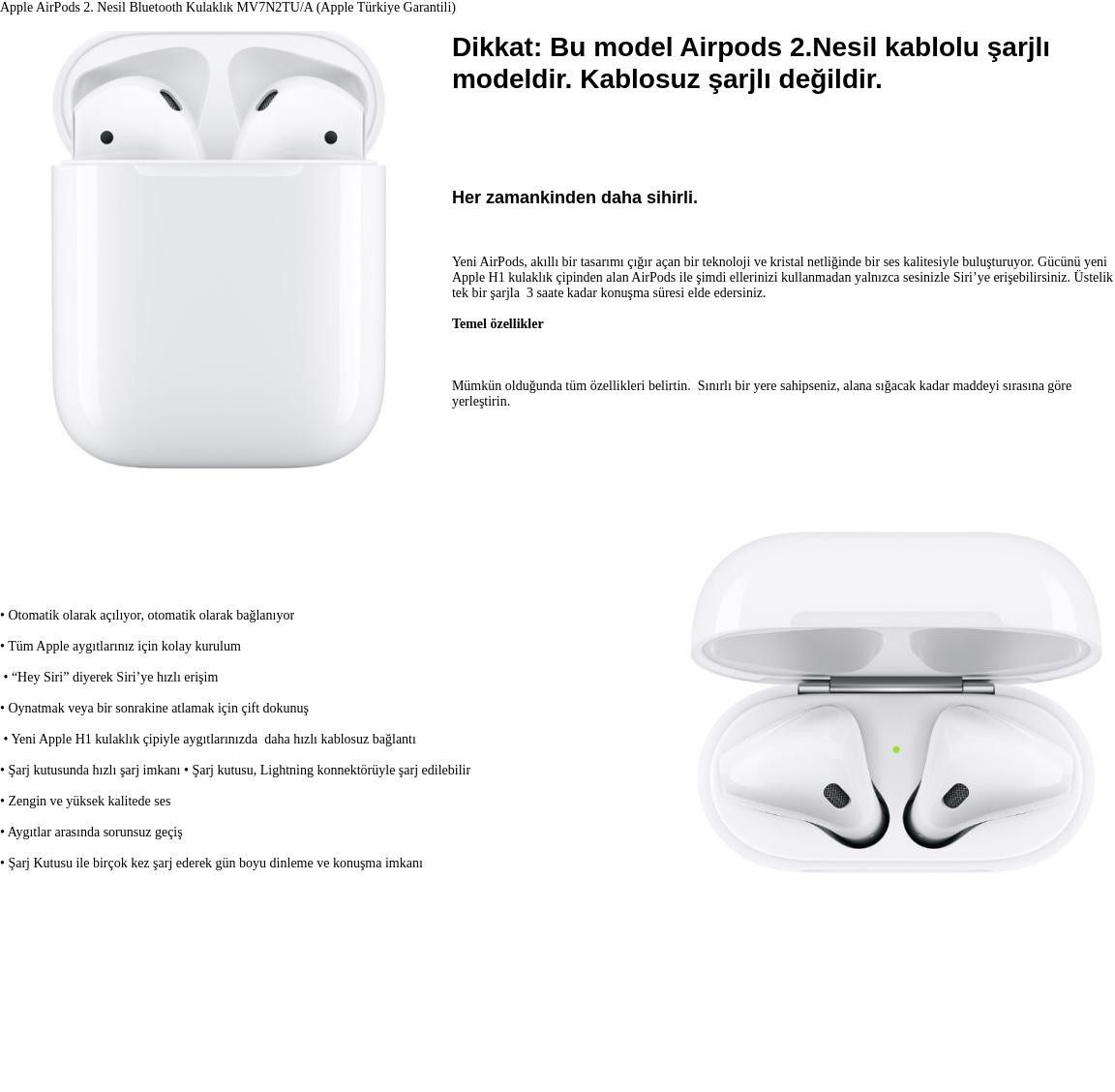 virkelighed vrede Fremmed Apple Airpods 2. Nesil Beyaz Bluetooth Kulaklık Mv7n2tu/a ( Apple Türkiye  Garantili) Fiyatı, Yorumları - Trendyol