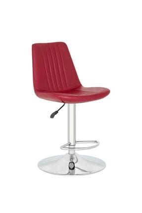 Sandalye Cafesi Kırmızı Yonca Metal Ayaklı Ayarlanabilir Bar Sandalyesi, Metal Bar Tabures Bl035 BL035