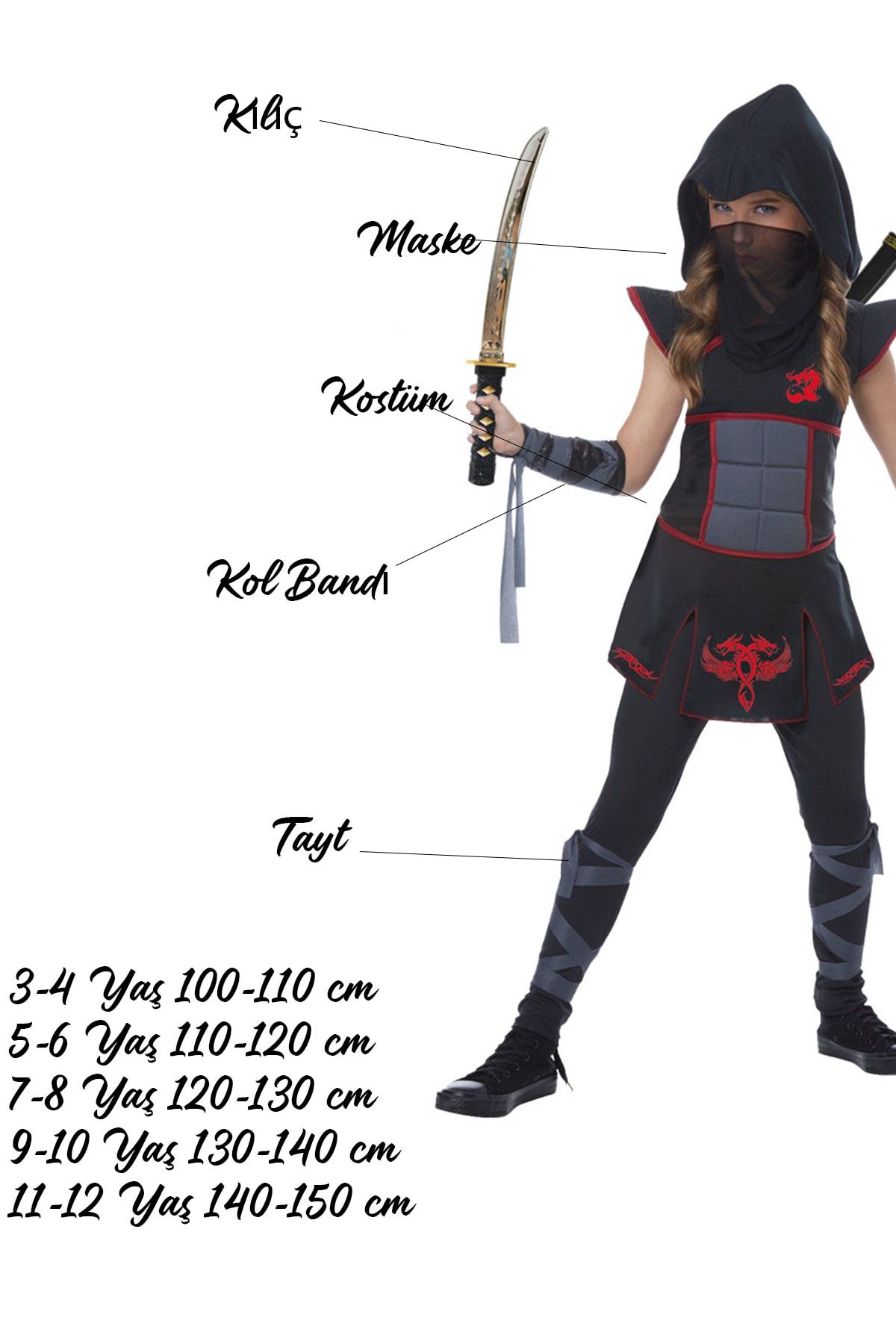 Herkese Kostüm-Costum Ninja Negru pentru Fata 2