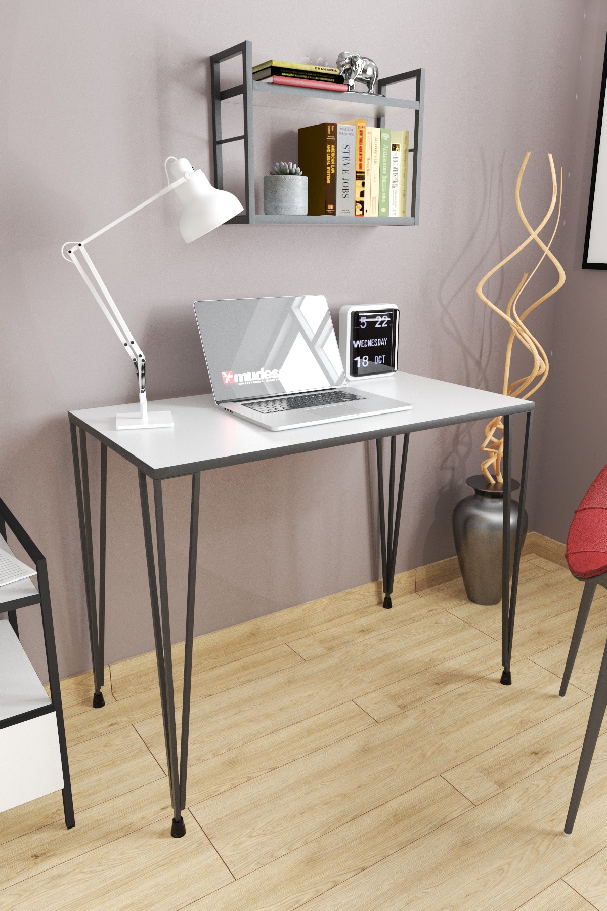 Mudesa Çalışma Masası Mini Ofis Masası Metal Ayaklı Dekoratif Masa Ders Çalışma Masası Genç Odası Masası