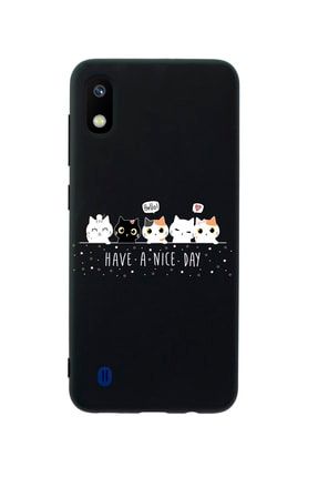 Samsung A10 Şirin Kedicikler Premium Silikonlu Siyah Telefon Kılıfı MCSAMA10LSRK