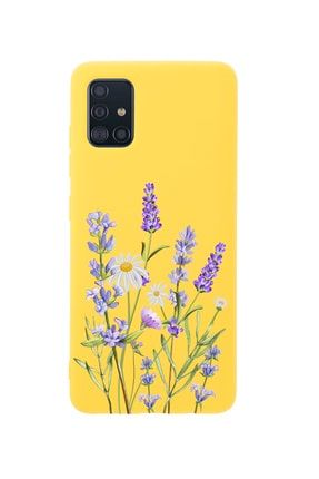 Samsung A51 Lavender Premium Silikonlu Sarı Telefon Kılıfı MCSAMA51LLVN