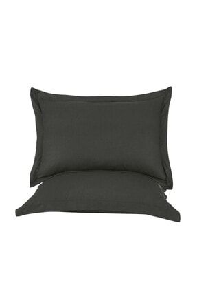 2li Koyu Antrasit Pamuk Saten Oxford Kulaklı Yastık Kılıfı 50x70 Cm 9247464