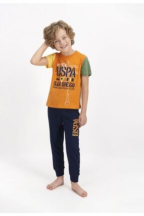 Erkek Çocuk Turuncu Kısa Kol Pijama Takımı US816-C
