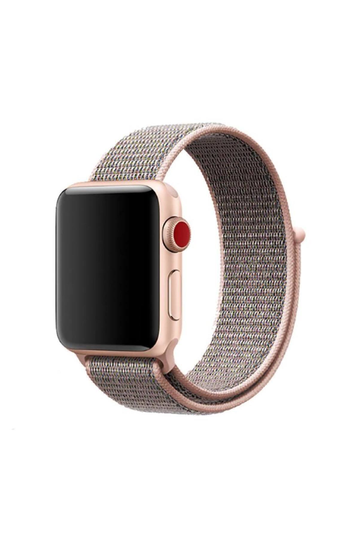 Apple Watch Uyumlu Gri 38 mm Hafif Örgülü Hasır Kordon