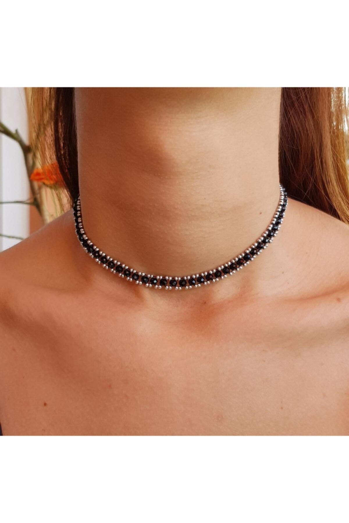 Handmade By HLY Women s Handmade Crystal Stone Black Choker Necklace Trendyol