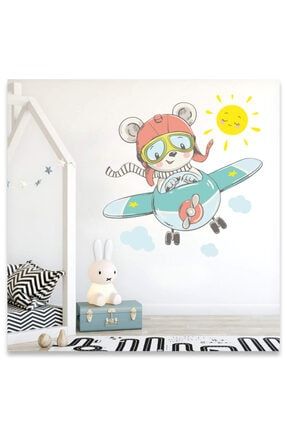 Sevimli Pilot Ayıcık Çocuk Odası Duvar Sticker arcodu00000054