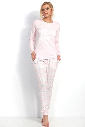 Kadın Pembe Pamuklu Pijama Takımı 87MC