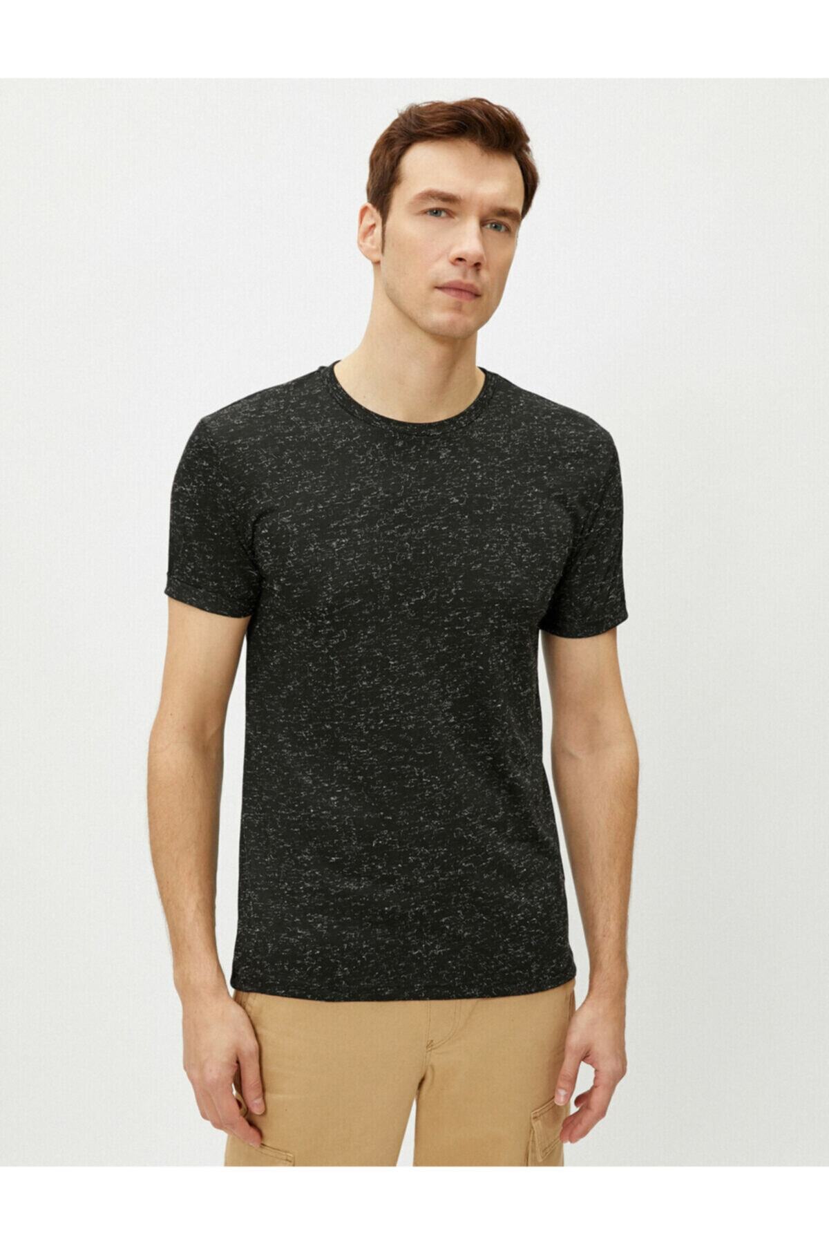 تیشرت مردانه مشکی کوتون | 1YAM12010OK اورجینال - تصویر 3