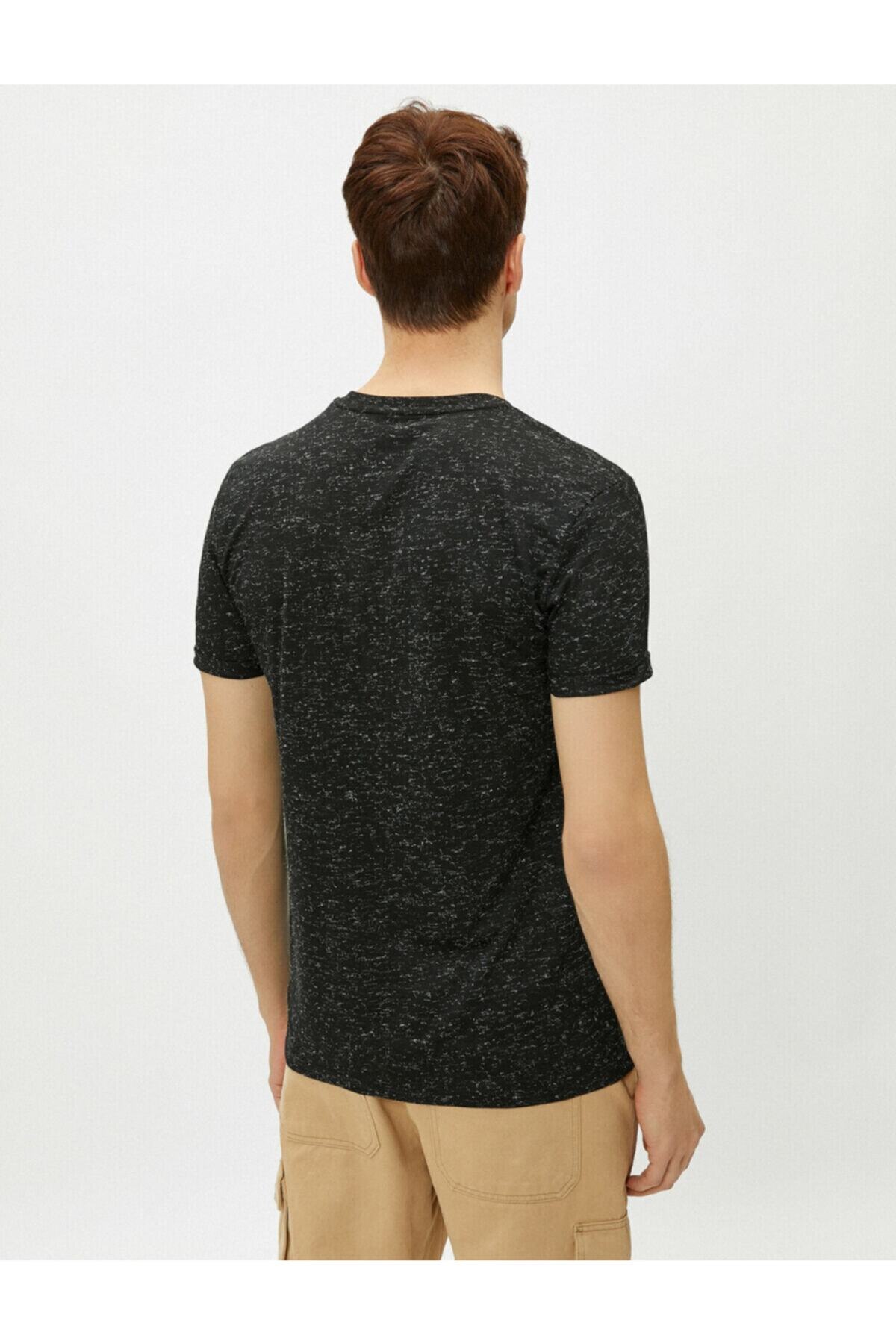 تیشرت مردانه مشکی کوتون | 1YAM12010OK اورجینال - تصویر 4