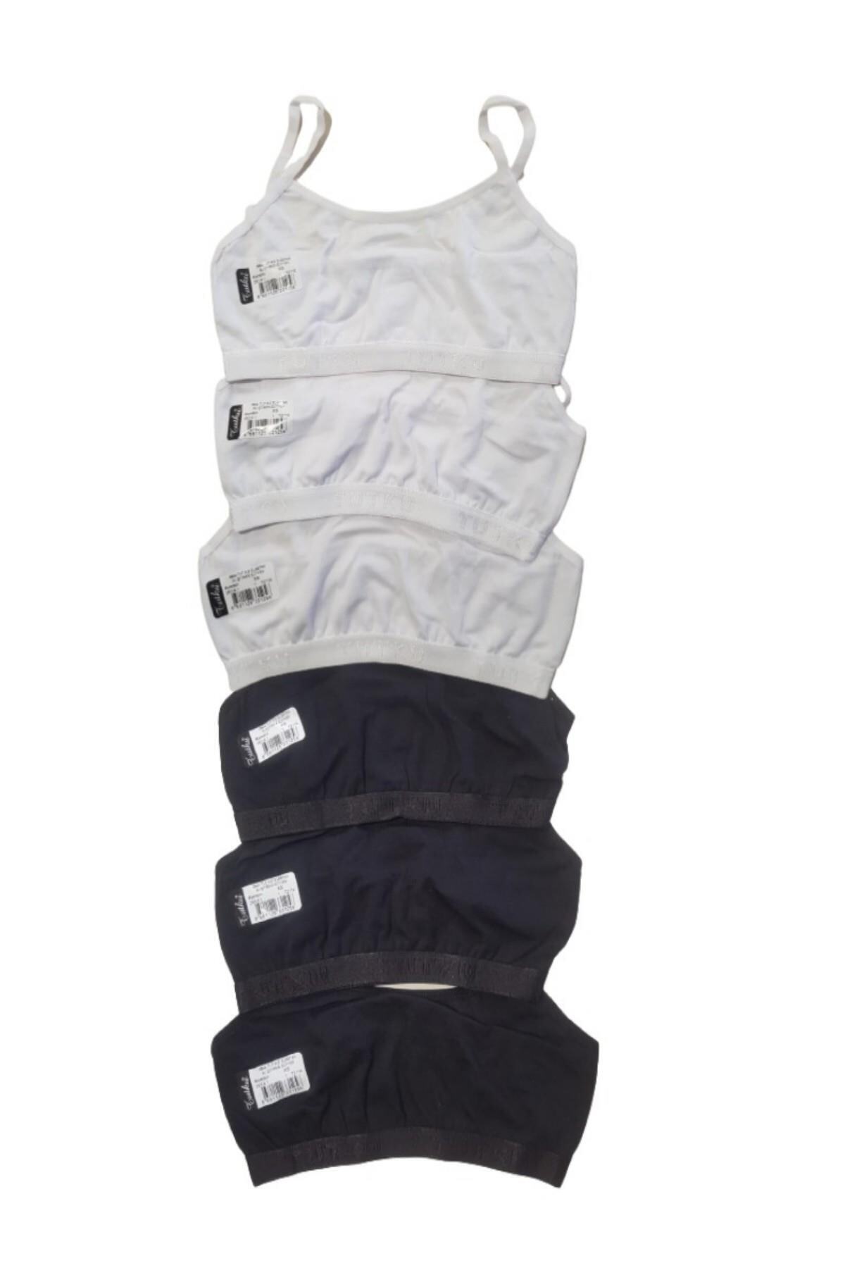 Girls Young Kids White Rope Strap Coated Exercise Bra  Pack of 6