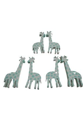 Bebek Çocuk Odası Safari Kulplar Zürafa 6 Adet Set Dolap Çekmece Kulbu ZÜRAFAMİNT1