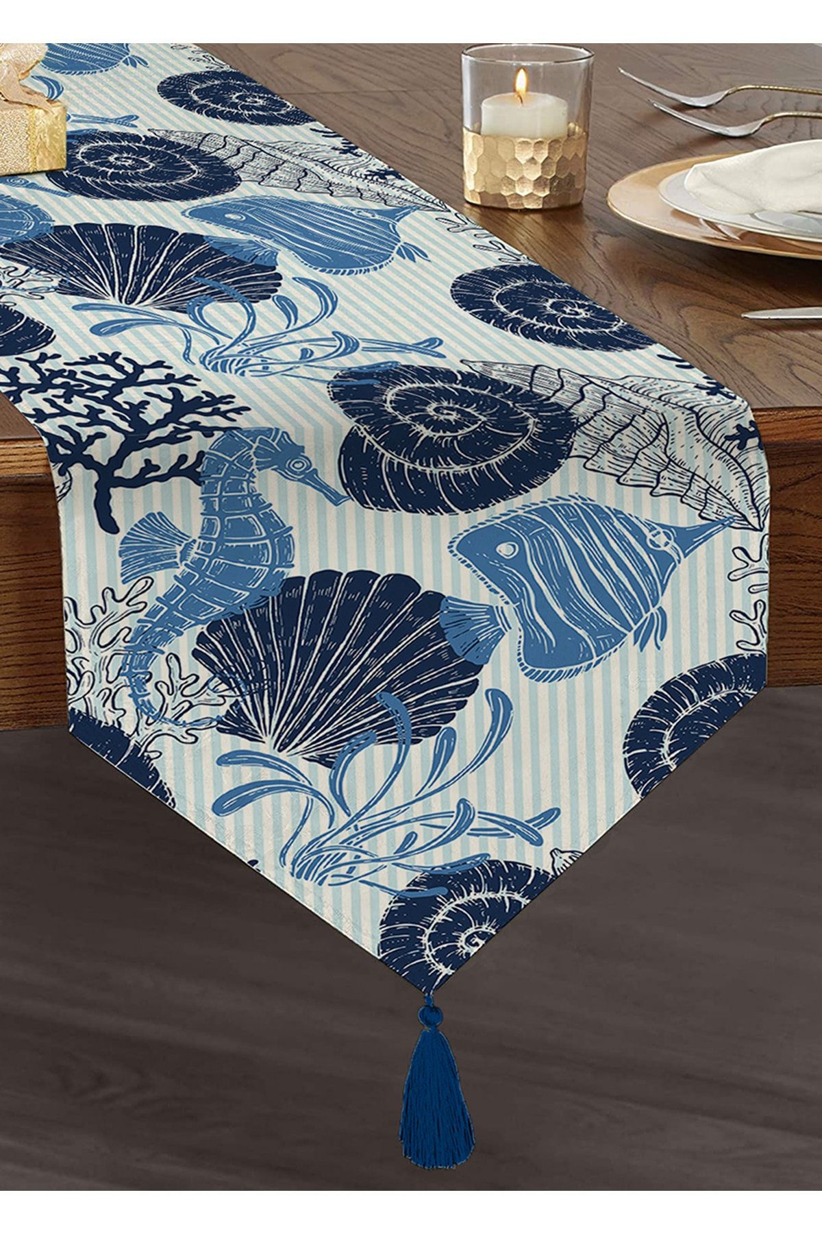 Realhomes Alergăr Triunghiular Decorativ Cu Ciucuri, Imprimat Digital, Special Conceput - One Size