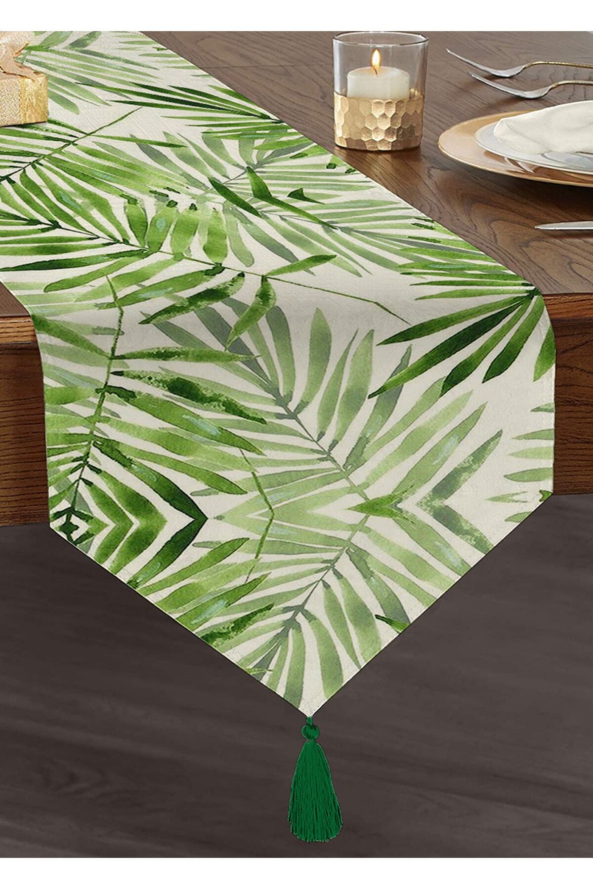 Realhomes Acuarelă Colorată, Frunze Fine, Design Modern, Cu Smocuri Decorative Din Chenille - One Size
