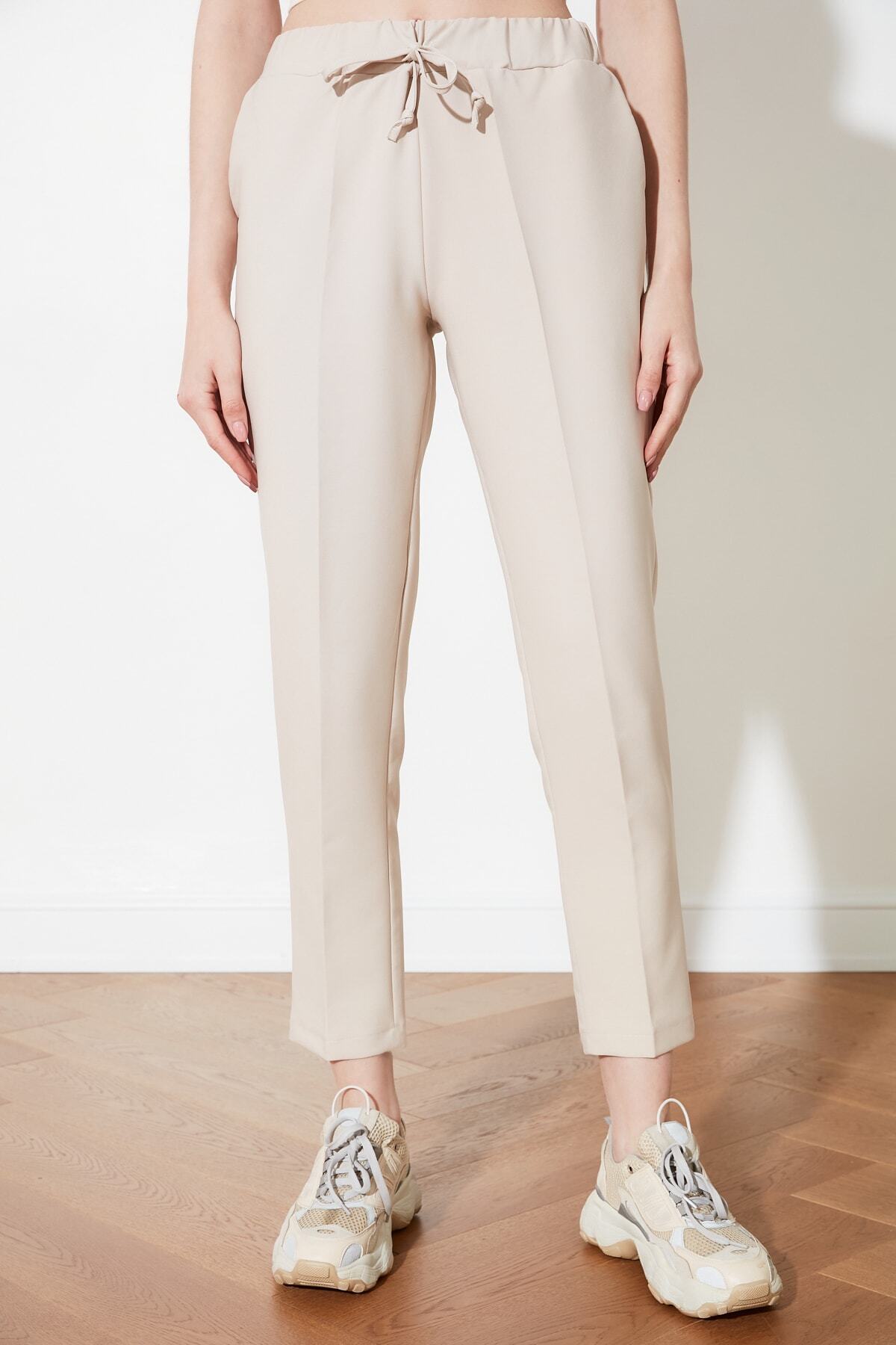 Trendyol Collection-Бежеві ткані мішкуваті штани джоггер TWOSS19ST0212 4