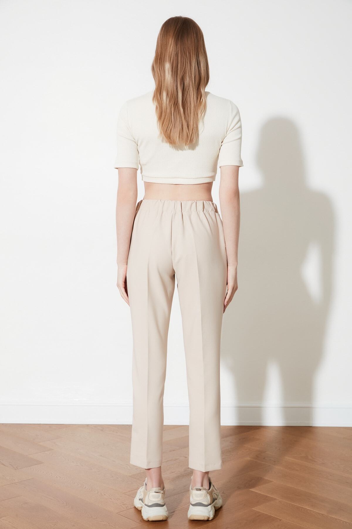 Trendyol Collection-Бежеві ткані мішкуваті штани джоггер TWOSS19ST0212 5