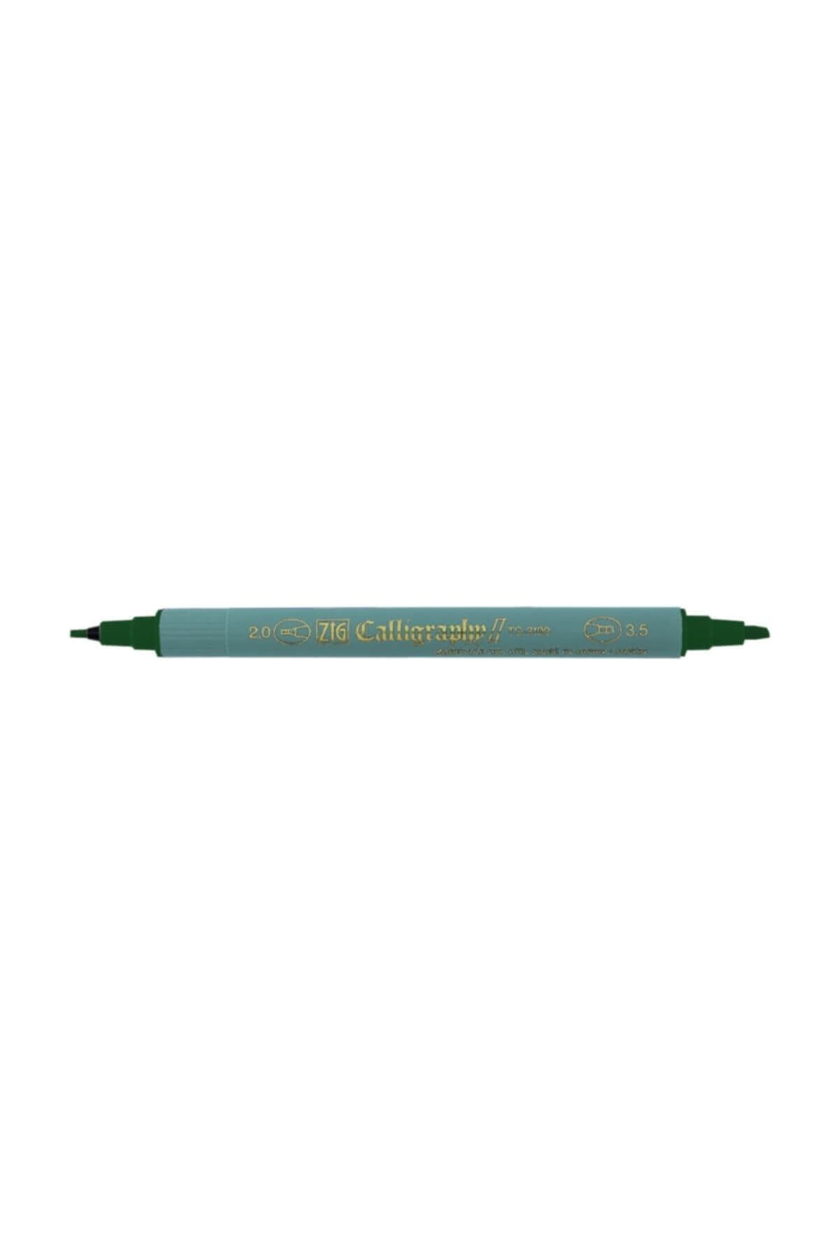 Zig-Calligraphy Pen Double Tip 2 mm + 3.5 mm Green 1