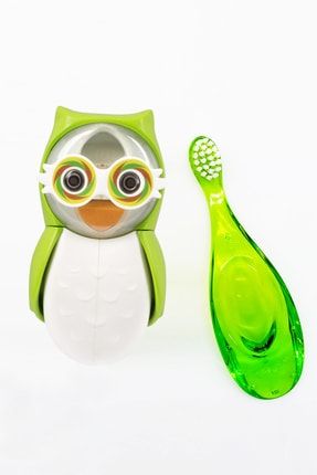 Yeşil Baykuş Figürü Diş Fırçası ve Flipper Baykuş Hijyenik Saklama Kabı Seti ROCS-FLIPPER-OWL-Y