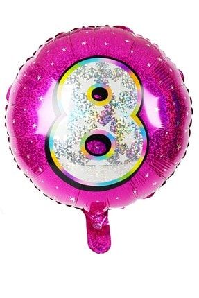 Folyo Sayılı Pembe Balon, 8 Yazılı Balon 40 Cm, Doğum Günü Parti Balonu A4819-pembe