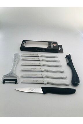 Beyaz Simli 6 Adet Bıçak, 1 Tırtıksız Doğrama Bıçağı, 1 Yansoy 1 Sapan Soyacak Seti SolingenTRcomBeySim9