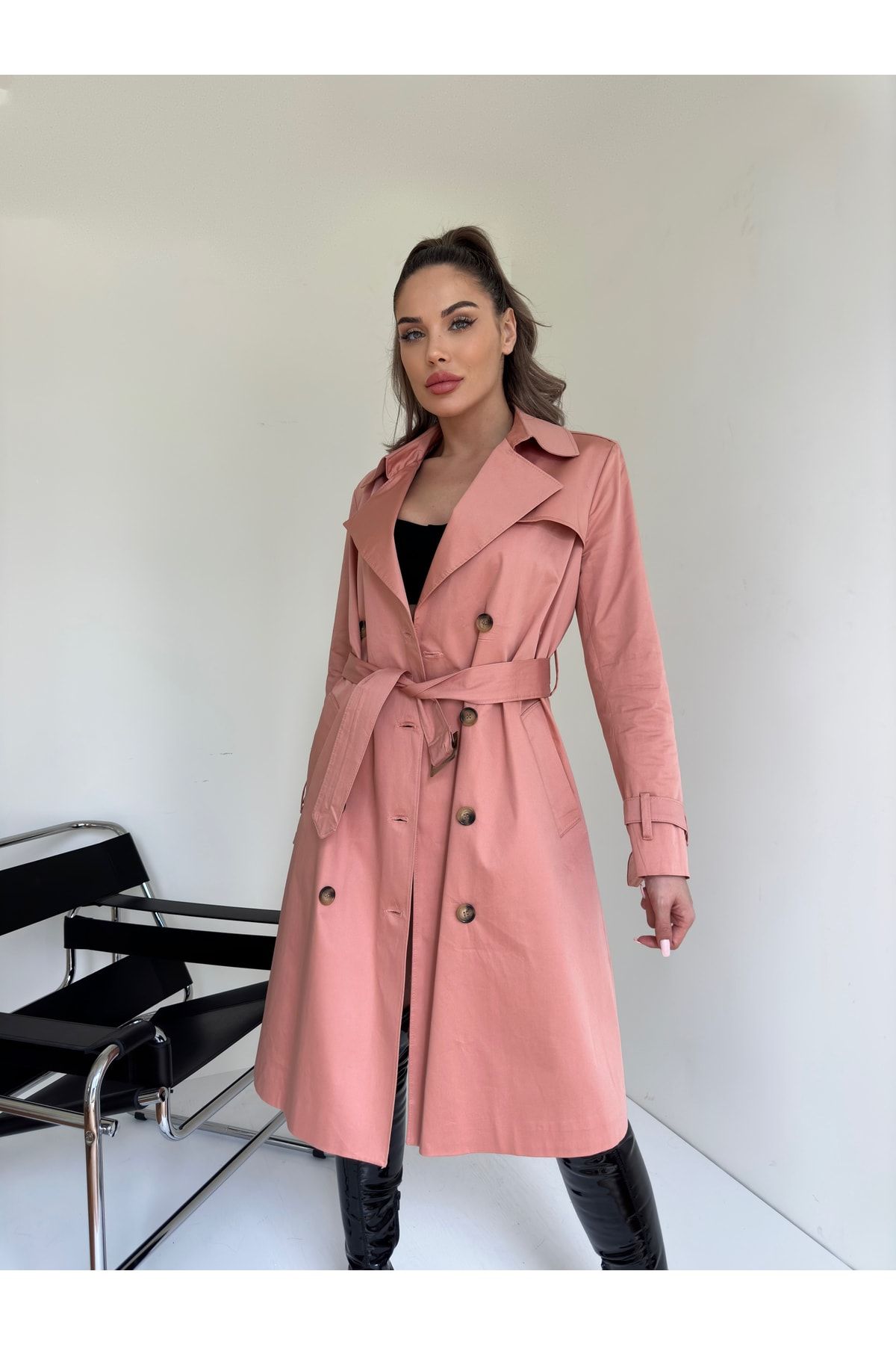 MOCCHI-Trench de damă culoare somon 5