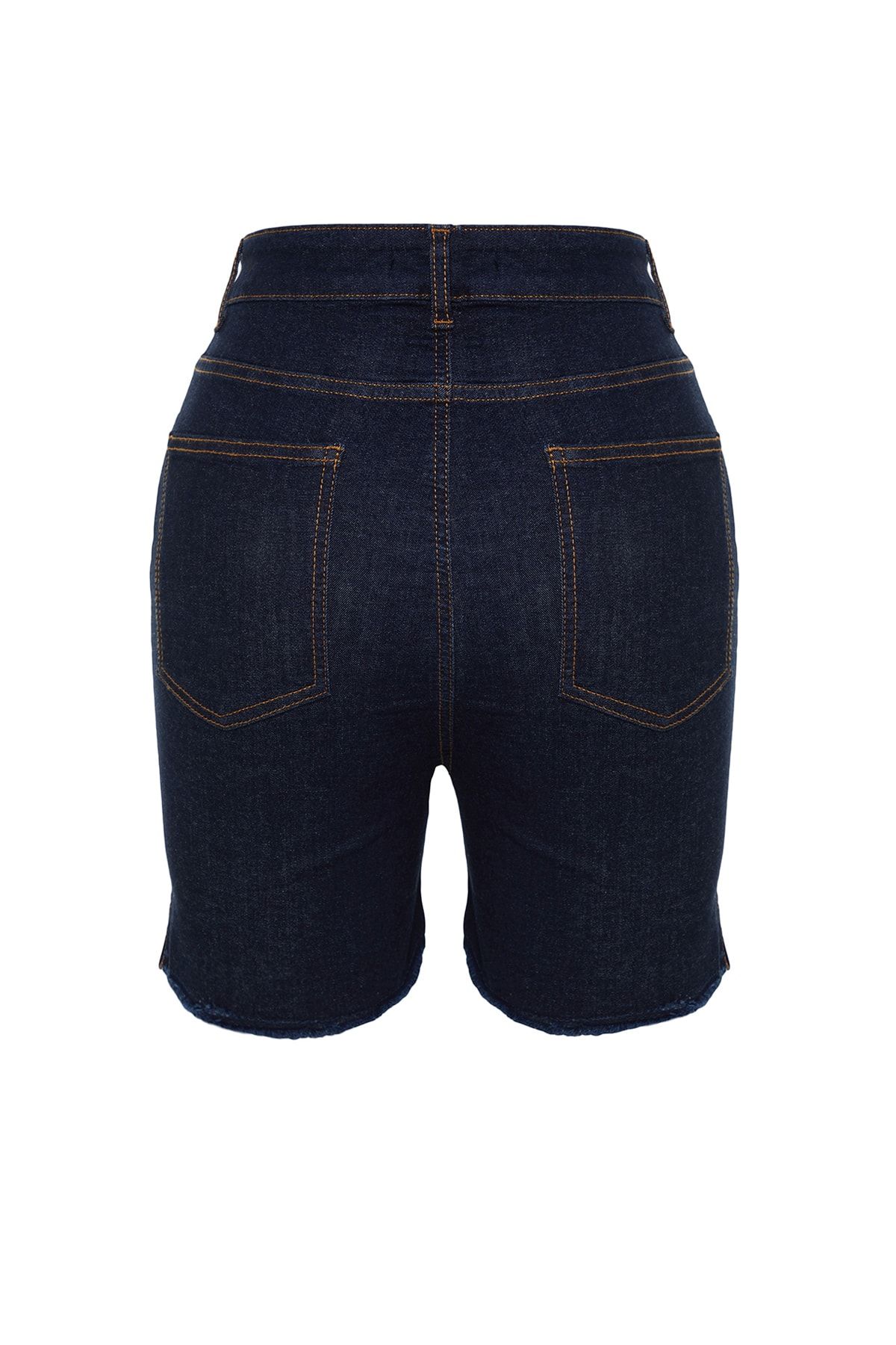 Trendyol Curve Dark Blue High Waist Stretchy Skinny Side Slit