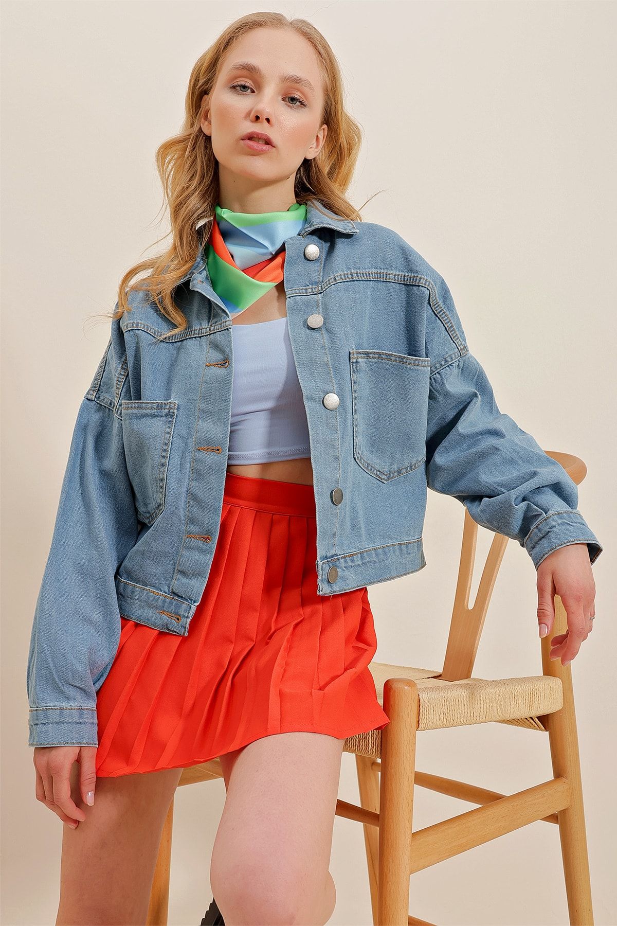 Petite crop denim online jacket