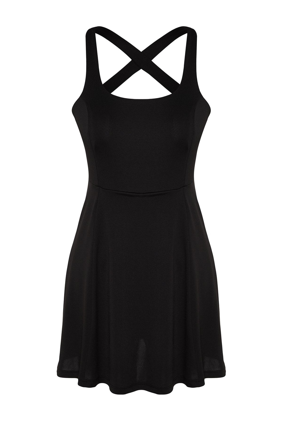 Trendyol Collection-Rochie sport tricotată tenis cu 2 straturi Scuba/Diver neagră cu pantaloni scurți în interior THMSS23EL00006 10