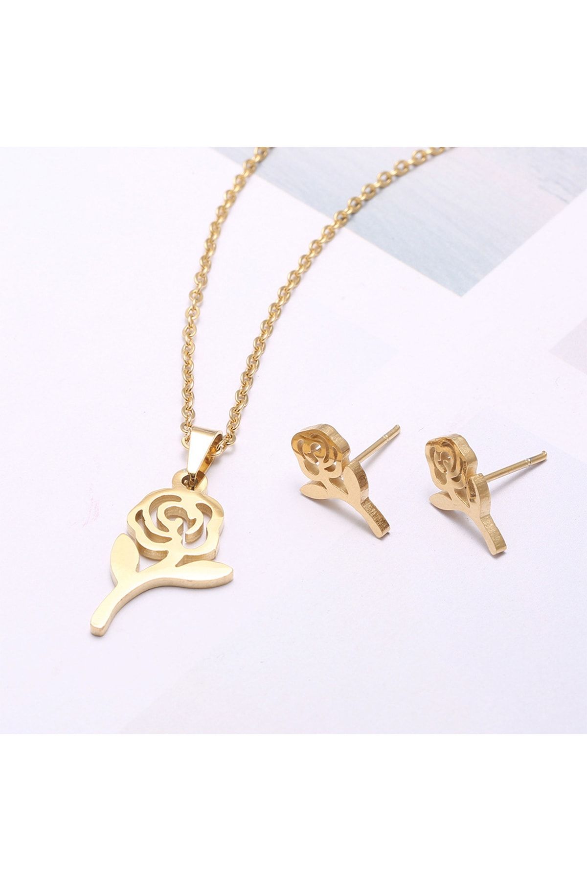 BP Tattoo Stainless Steel Rose Figured Women s Necklace and