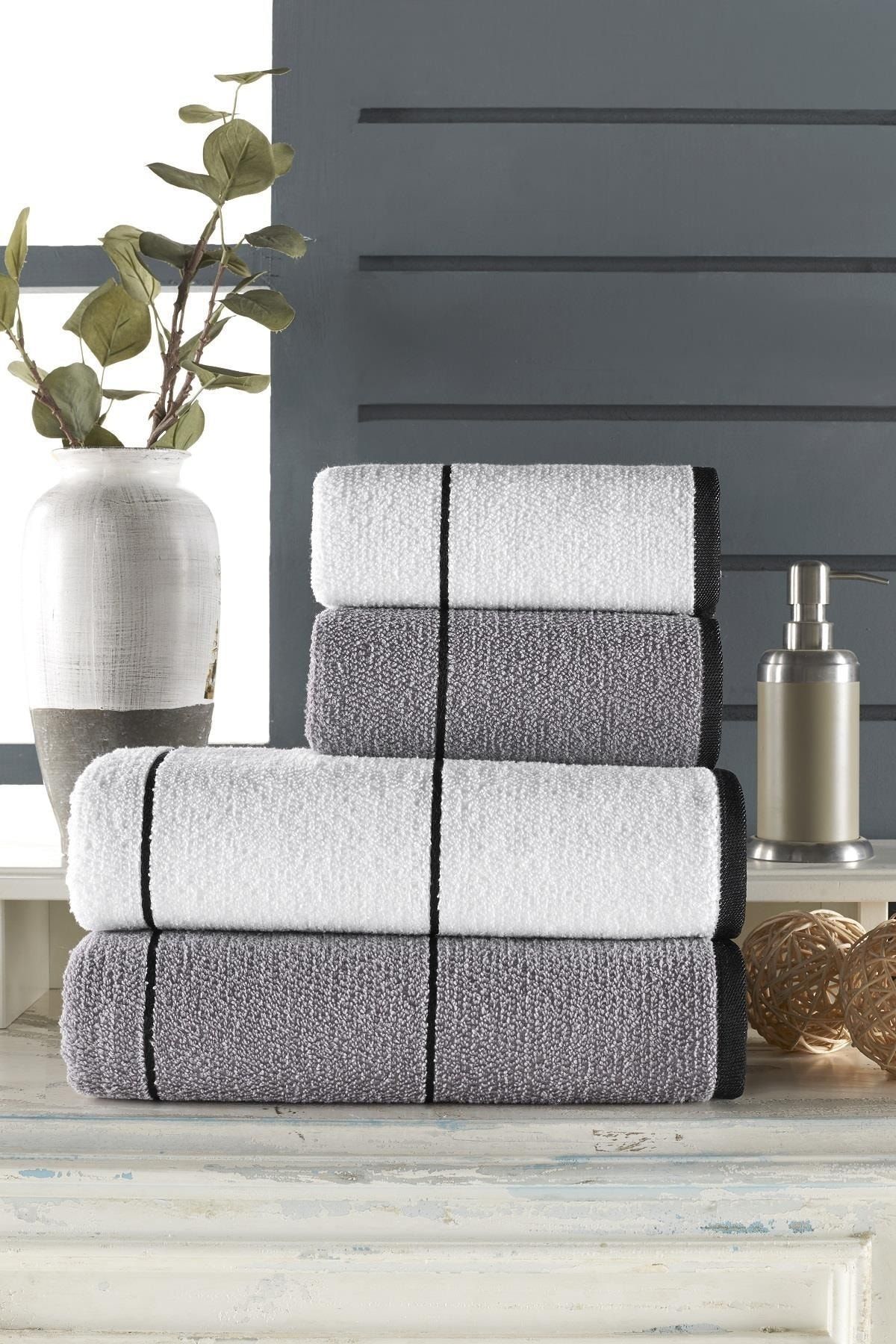 Grey and white shop towels