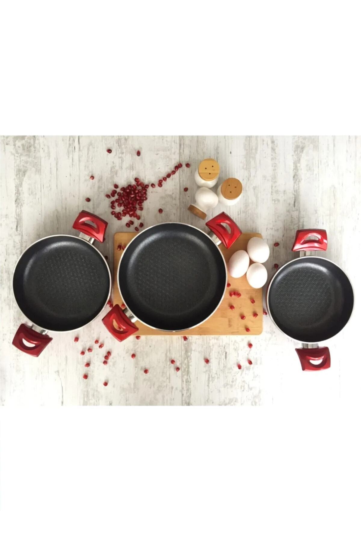 FAYA HOME 3'lü Evinda Yanmaz Yapışmaz Teflon Omlet Sahan Seti 18-20-22cm