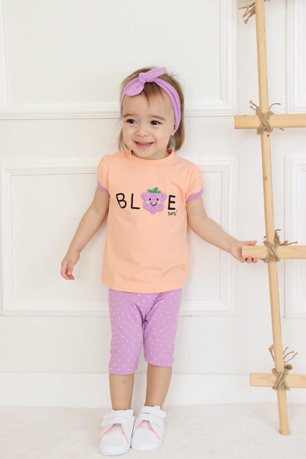 HARİKA KİDS Kız Bebek Kaprili Kısa Kollu Yazlık Basic Alt-üst Takım Bandanalı 6-9 Yaş fotoğrafı 3 (önizleme)