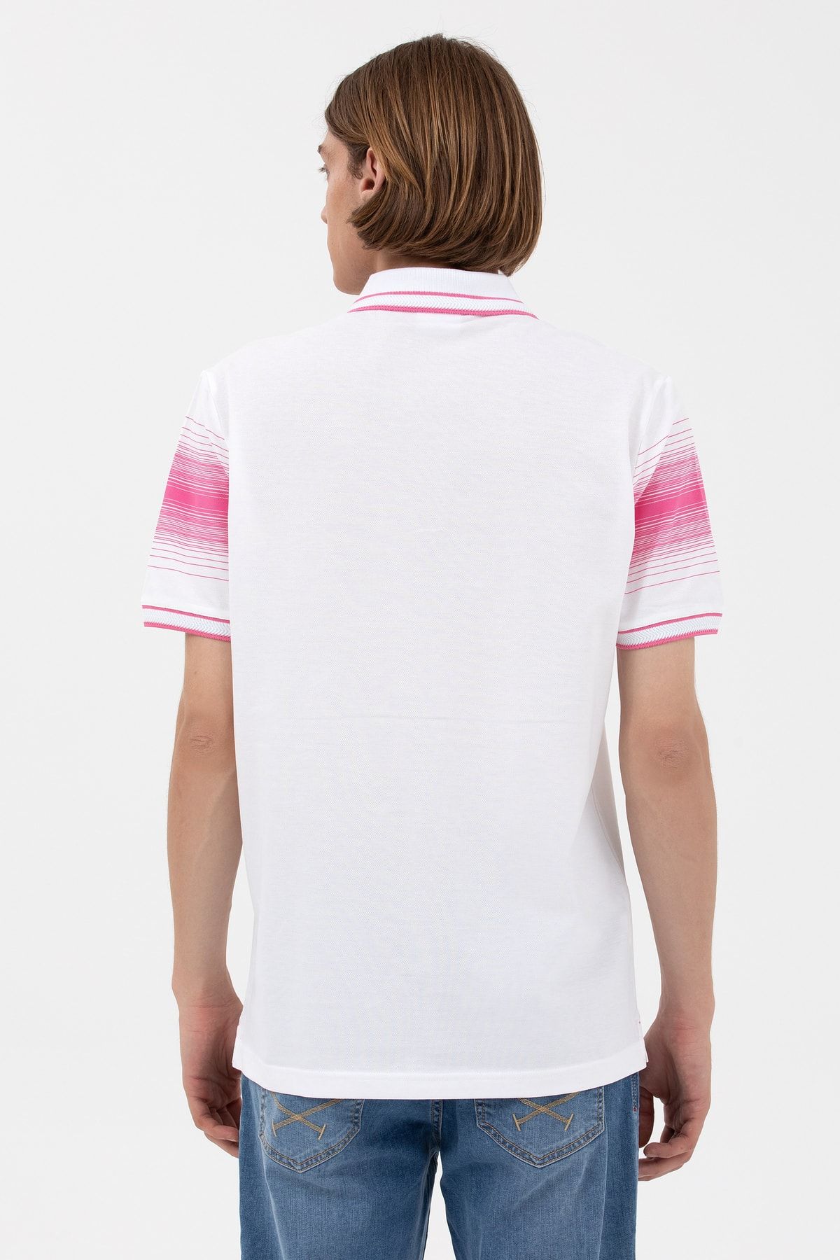 U.S. Polo Assn. تی شرت مردانه 100% پنبه ای یقه پولو معمولی فیت صورتی 1574049