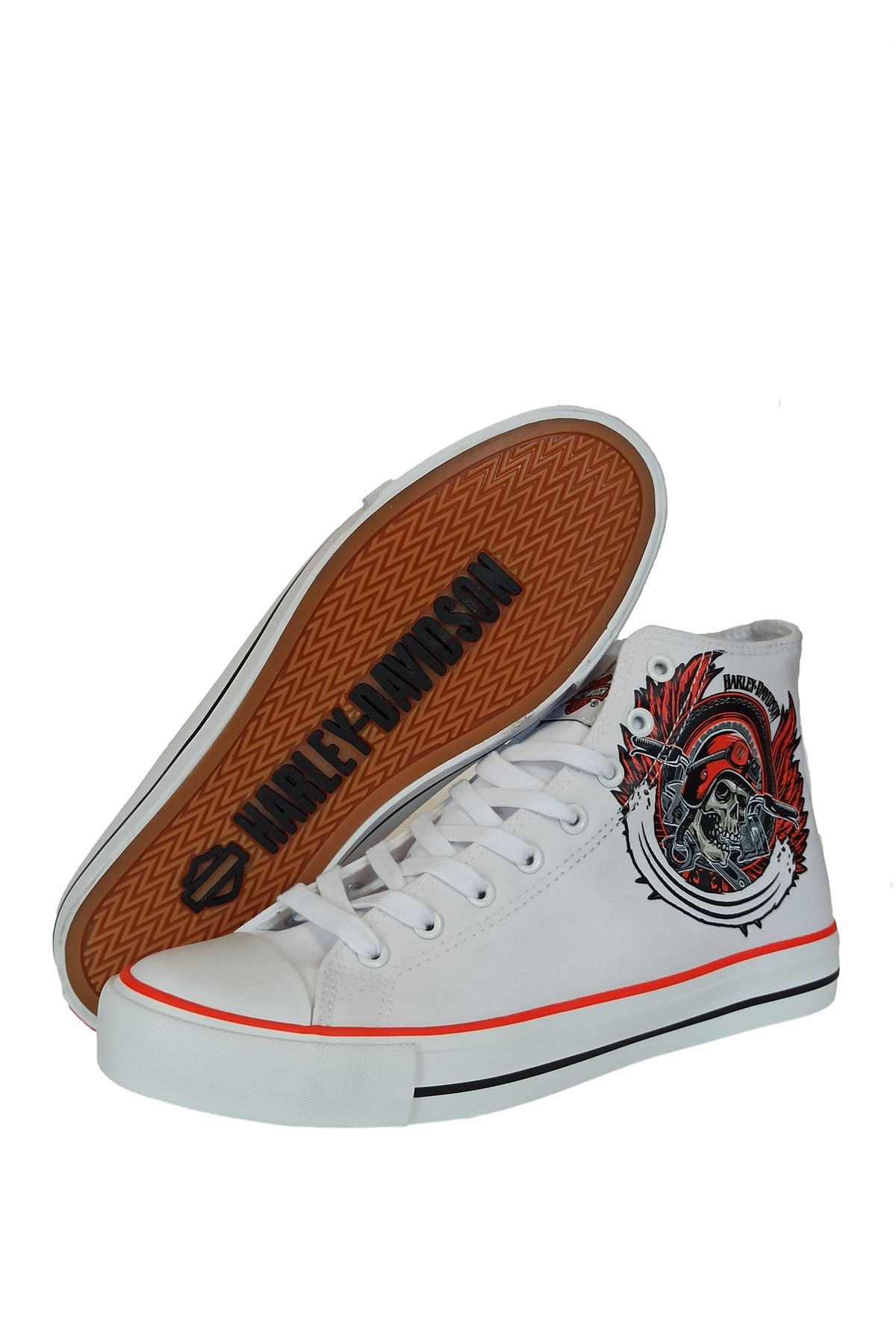 Harley Davidson Skull Biker Hi 023m100358 White Linen Sneakers