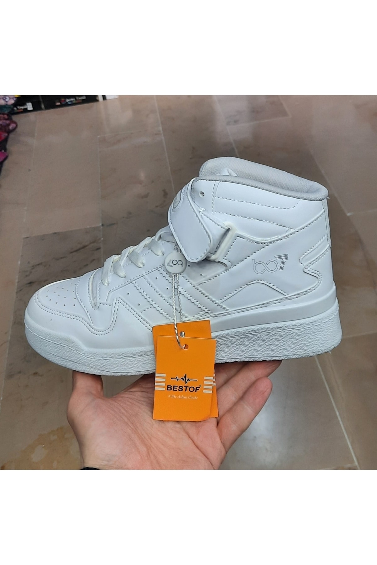 Bestoff Unisex Memory Foam Taban Ortopedik Konçlu Beyaz Sneaker Spor Ayakkabı