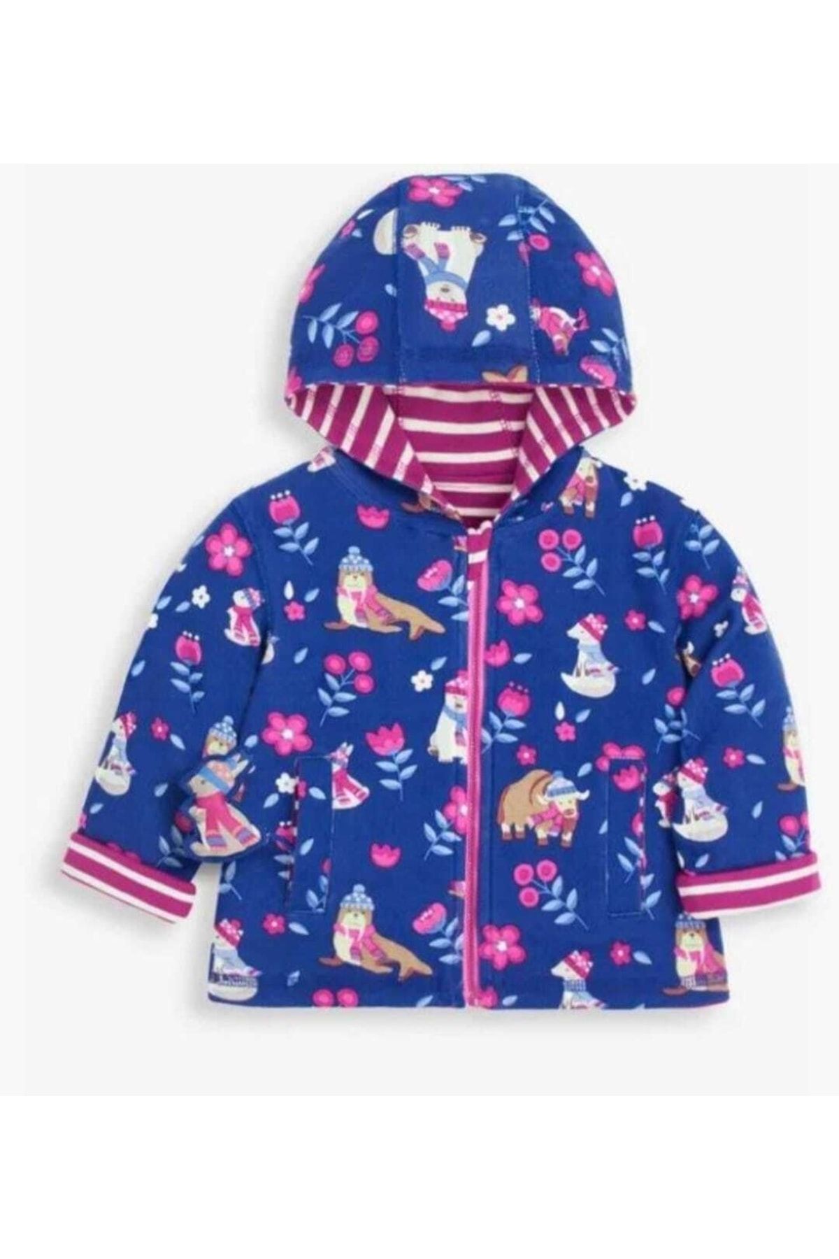 سویشرت قرمز زنانه برگشت پذیر کلاه دار آبی Claret Jojomamanbebe Next Baby