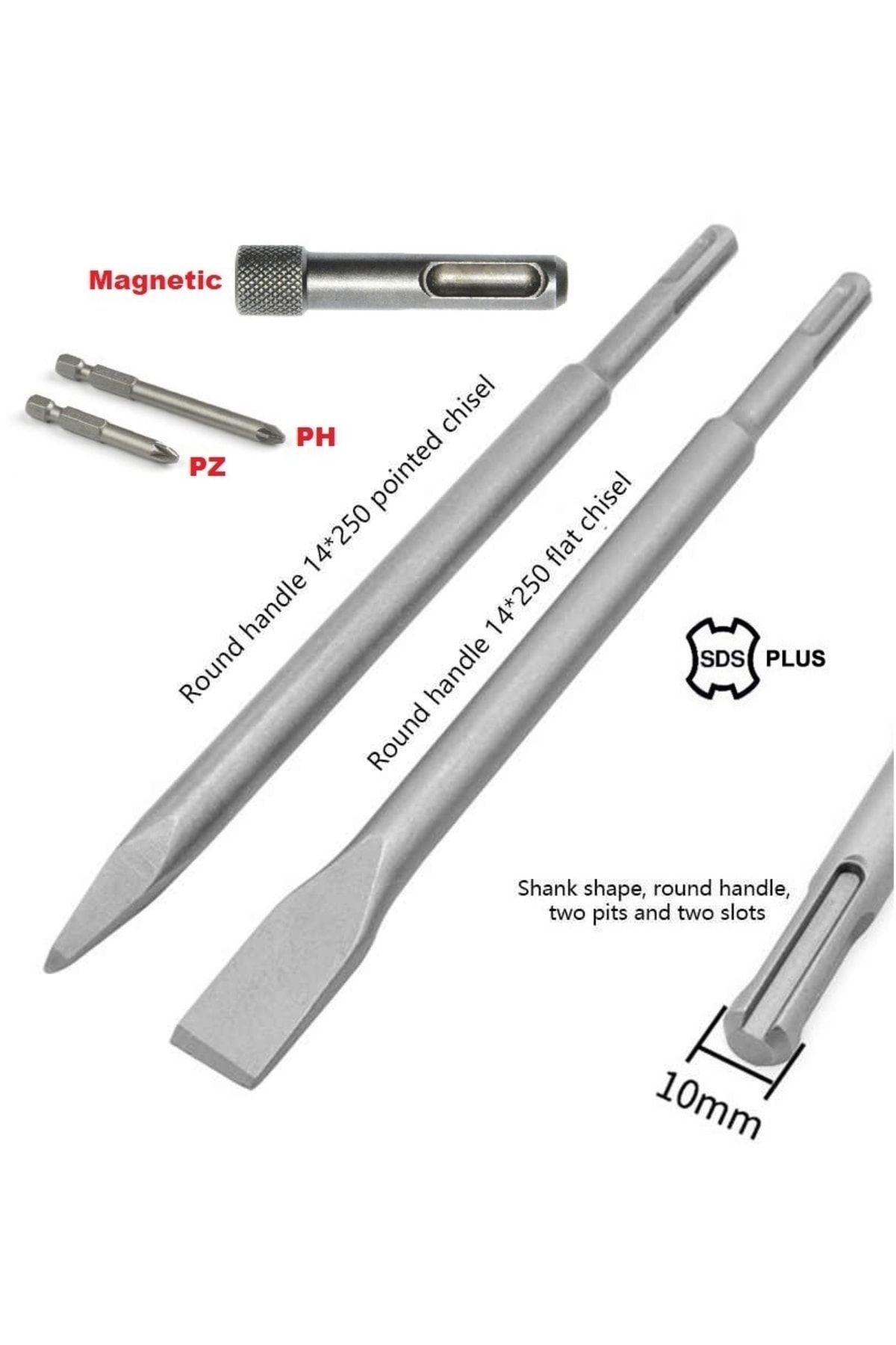 Depolife-Sds Plus Hilti Bit Set for Concrete Breaking Drilling Scraping Chisel Murc Bit Set with Bits Adapter 3