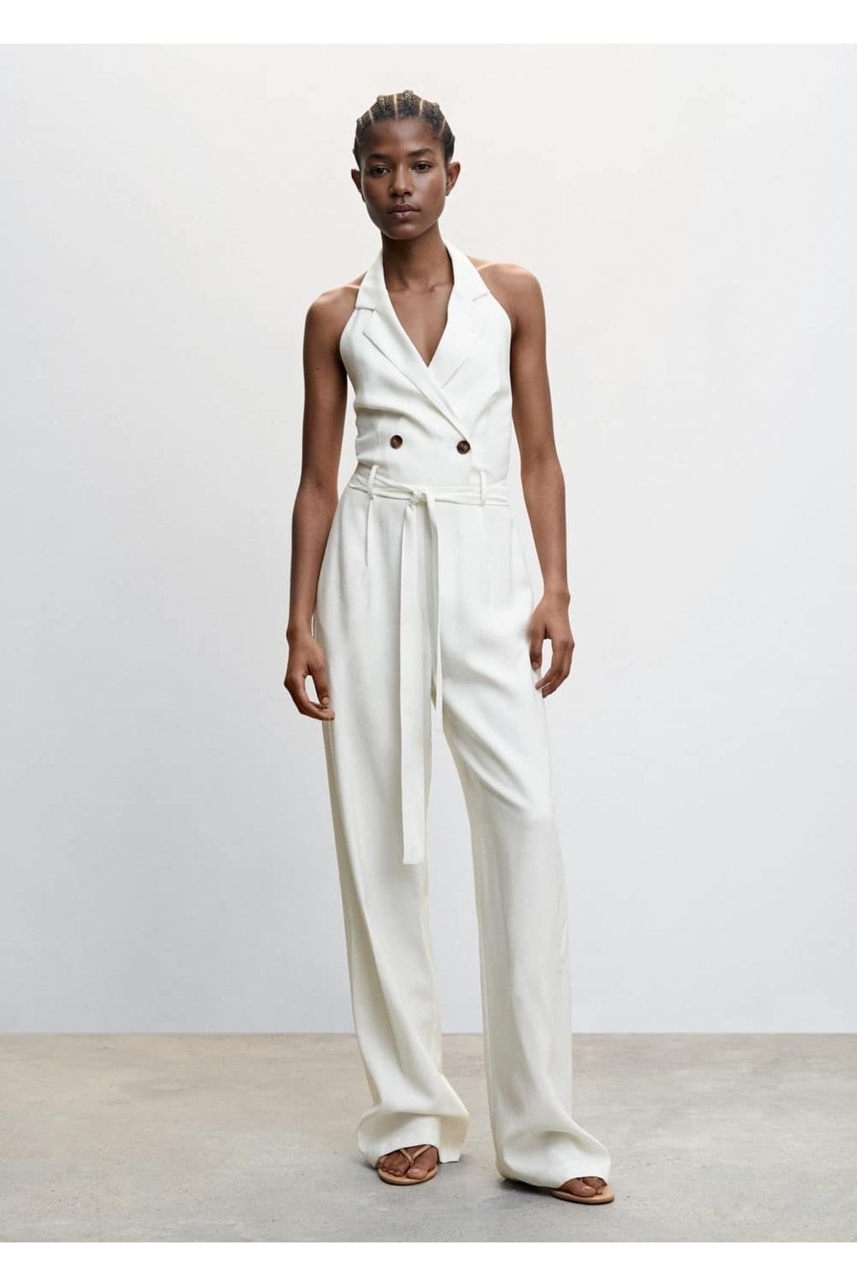 Mango jumpsuit white on sale